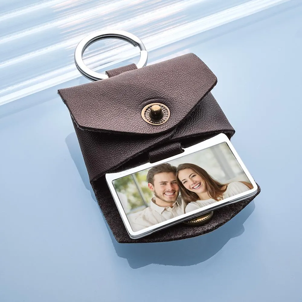 Custom Photo Keychain Creative Envelope Leather Couple Gifts