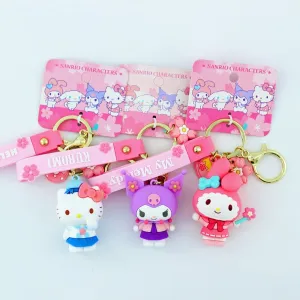 Cute Anime Sanrio Keychains Kawaii Keyring Merchandise Gifts for Friends