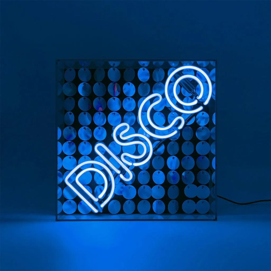 'disco' Glass Neon Sign with Sequins