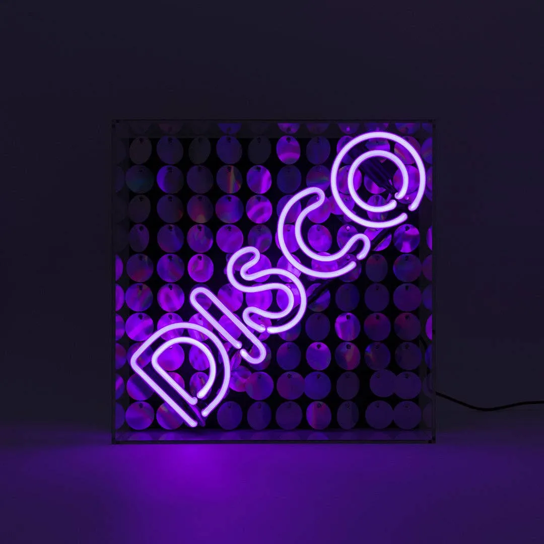 'disco' Glass Neon Sign with Sequins