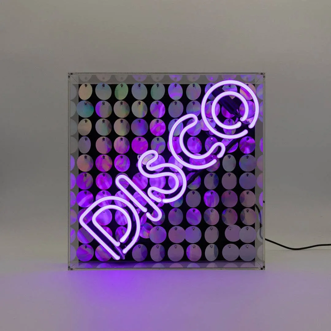 'disco' Glass Neon Sign with Sequins