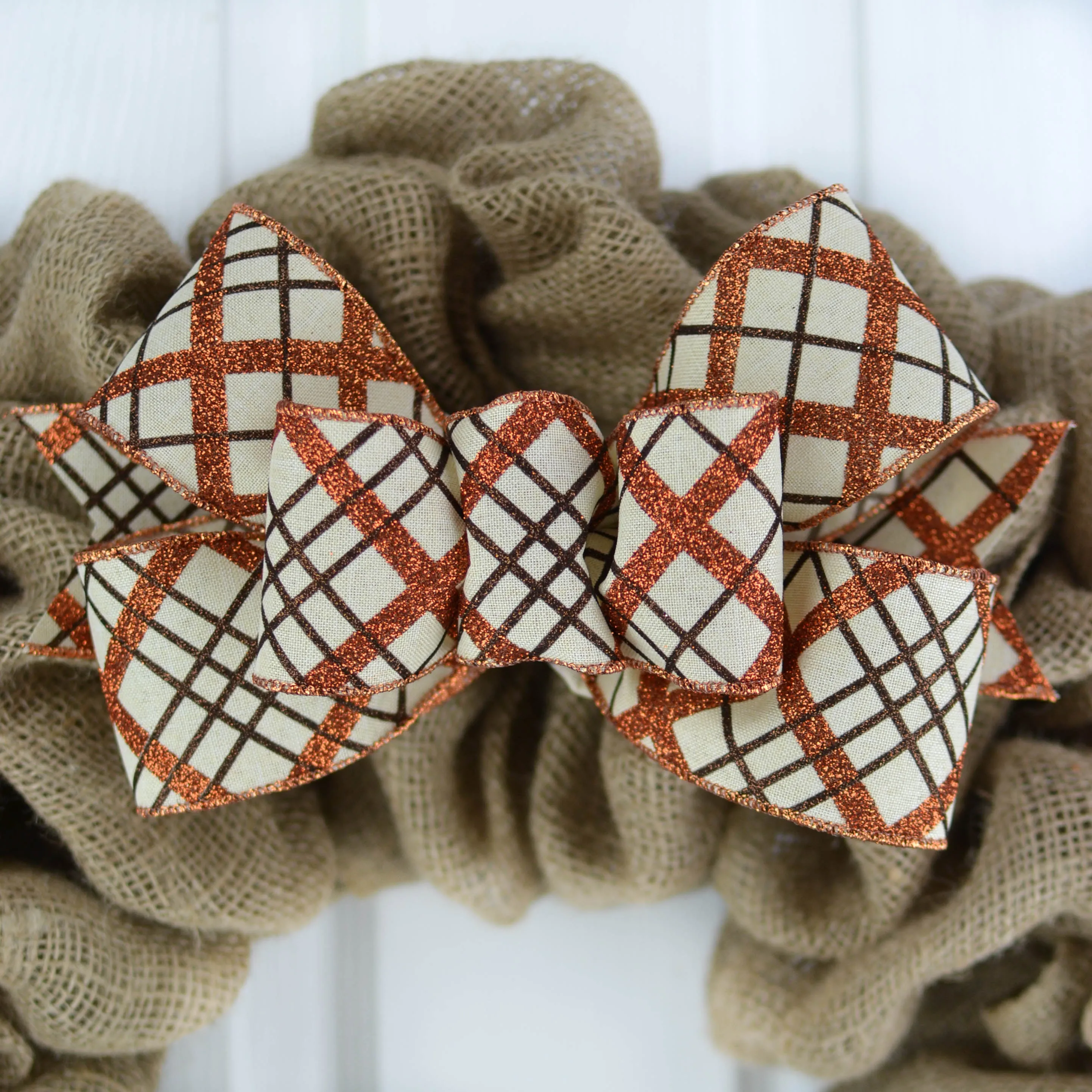 Fall Thanksgiving Add On Wreath Bow - Wreath Embellishment for Already Made Wreath - Farmhouse Extra