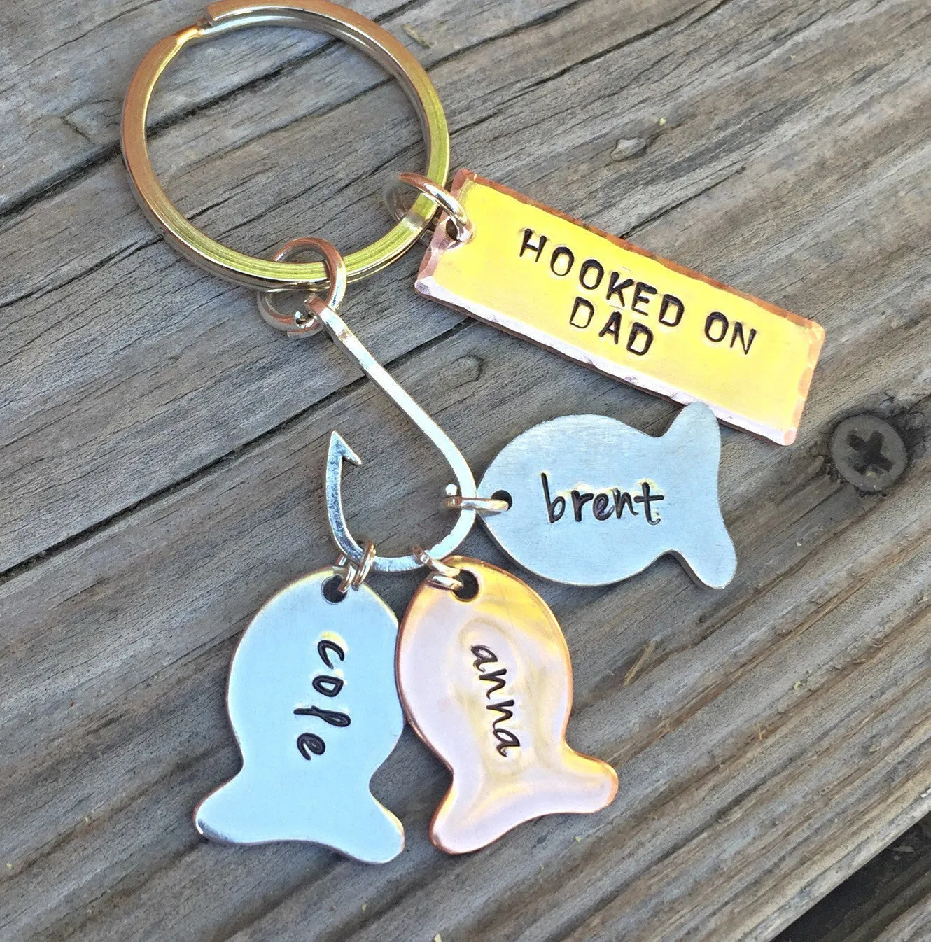 Fishing Keychain, Personalized Fishing Keychains, Hooked On Dad