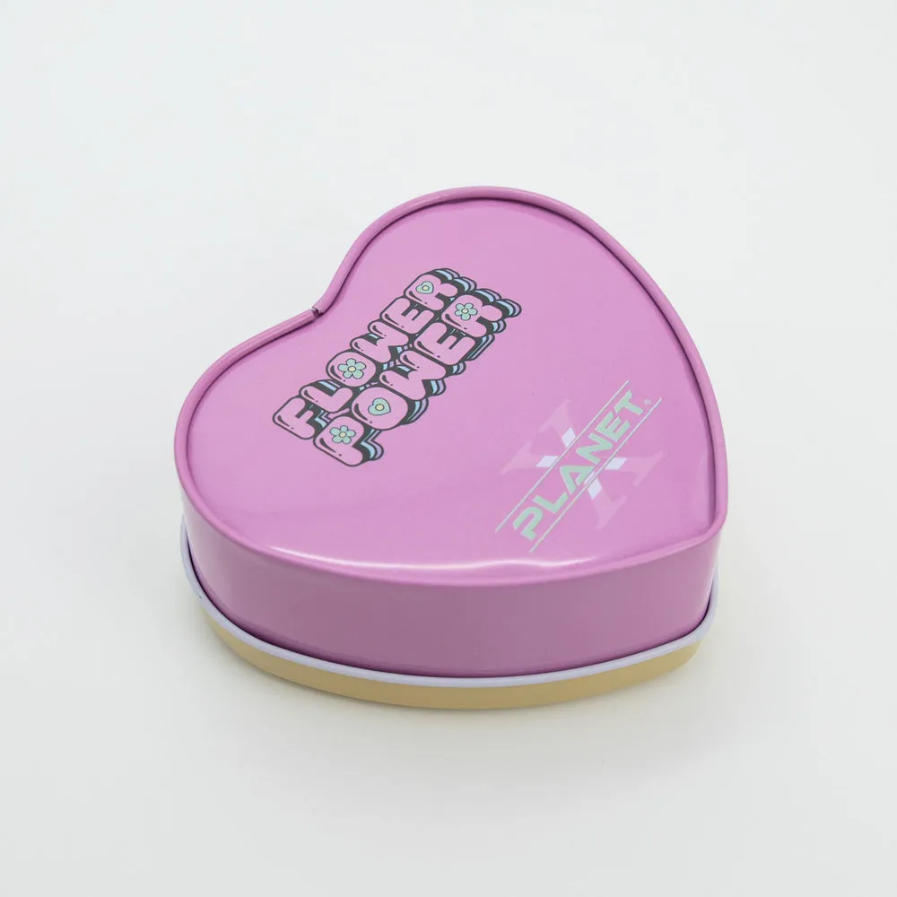 Flower Power Heart-Shaped Metal Tin