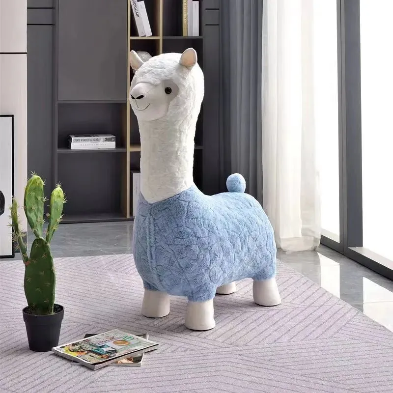 Fluffy Lama Door Entryway Decor Stool