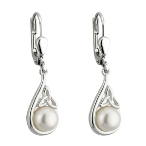 Freshwater Pearl Trinity Knot Drop Earrings