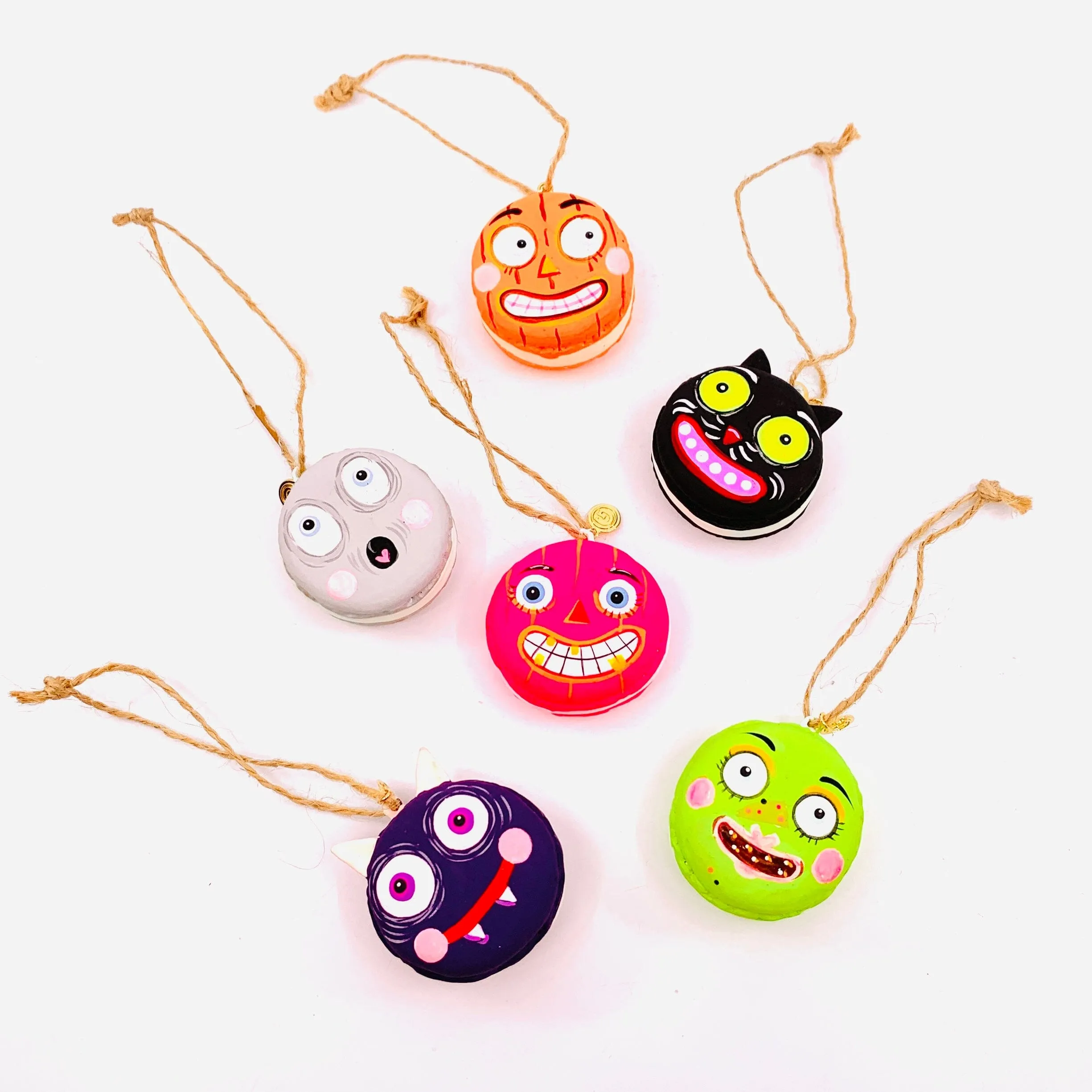 Fun Halloween Macaron Ornaments, Pink