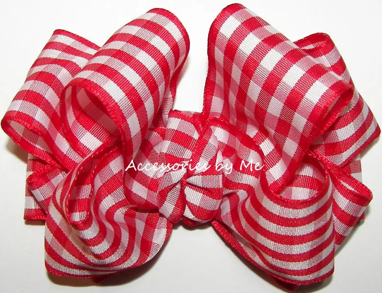 Gingham Plaid Hair Bow