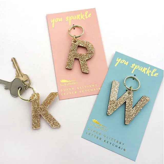 Glitter Letter Keychain