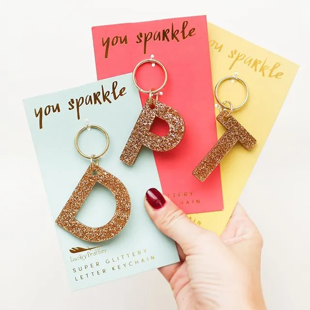 Glitter Letter Keychain