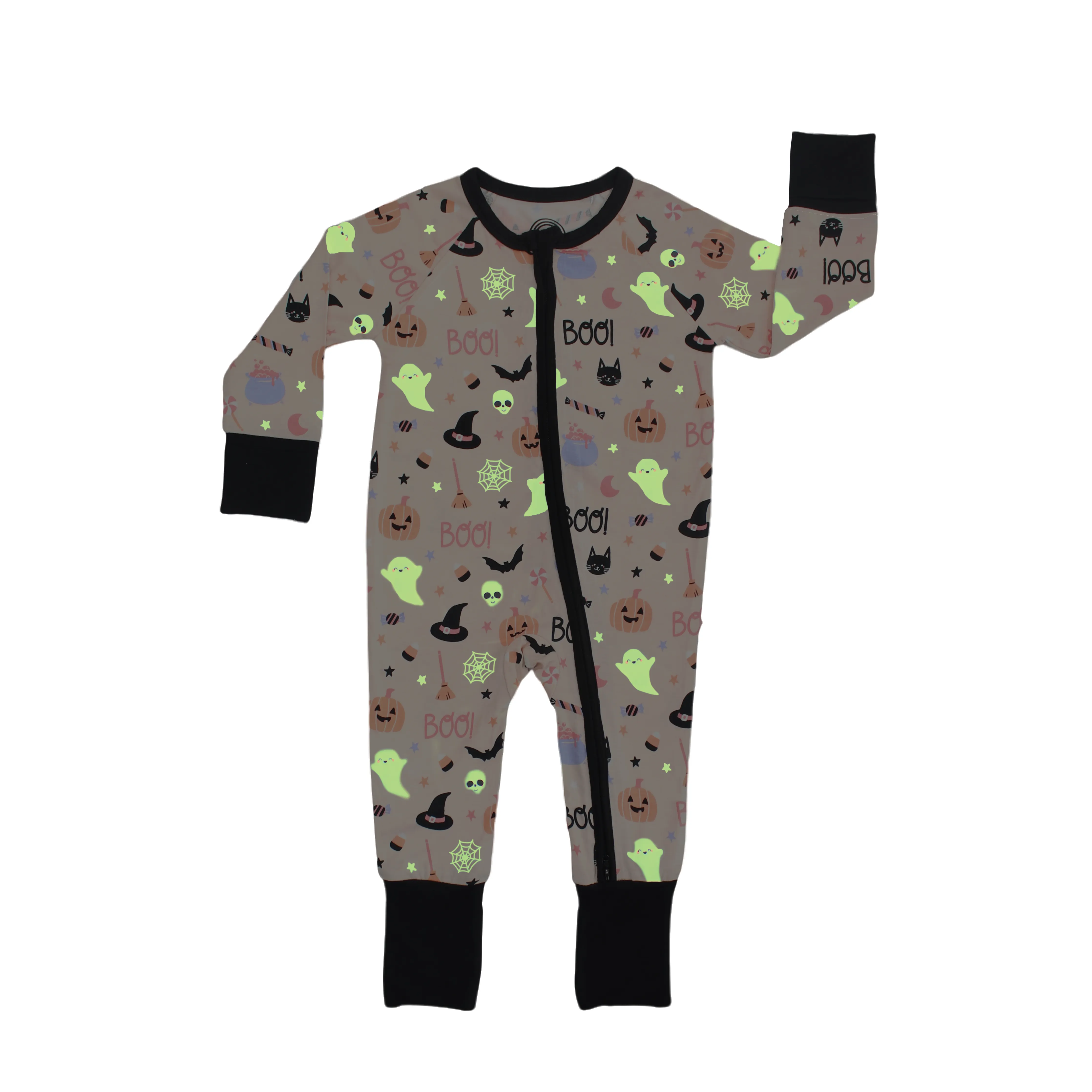 Halloween Sweet and Spooky Girls Glow in the Dark Pajamas Bamboo Baby Convertible Sleeper: 12-18M