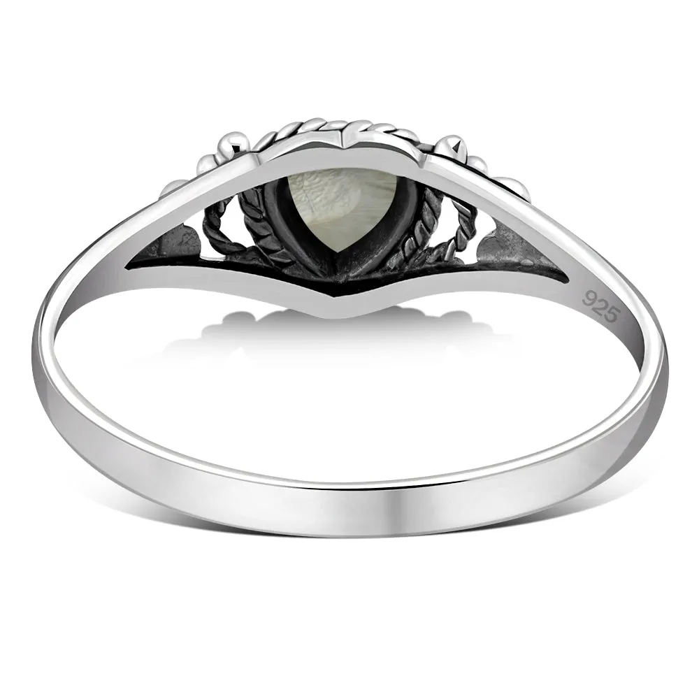 Heart Mother of Pearl Silver Ring