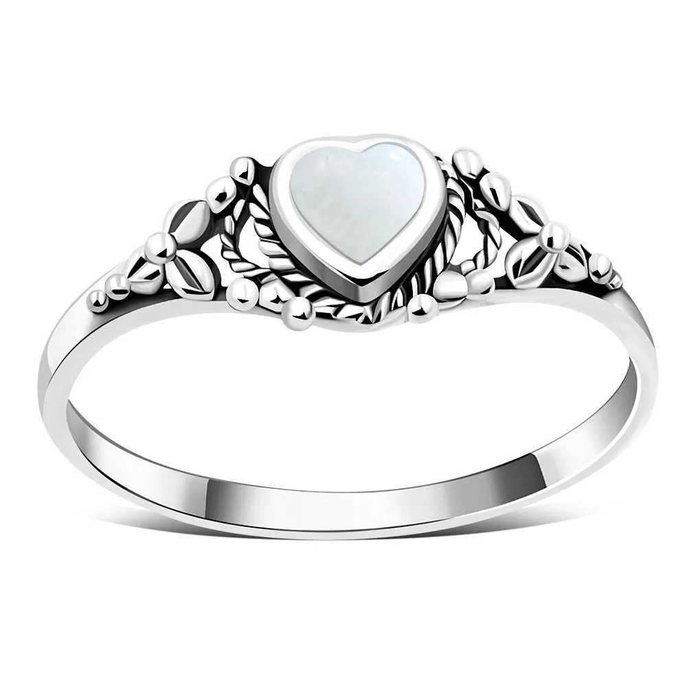 Heart Mother of Pearl Silver Ring