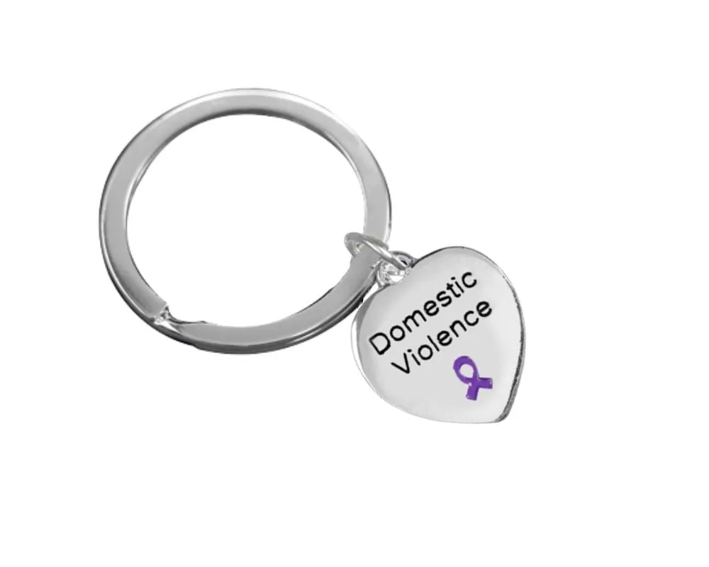 Heart Shaped Domestic Violence Awareness Split Style Keychains