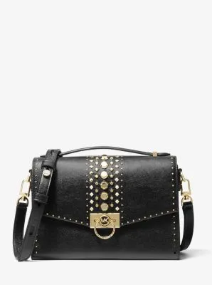 Hendrix Medium Studded Leather Messenger Bag