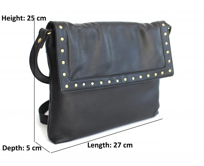 Hide & Chic Black Leather Shoulder Bag. Style: 61036