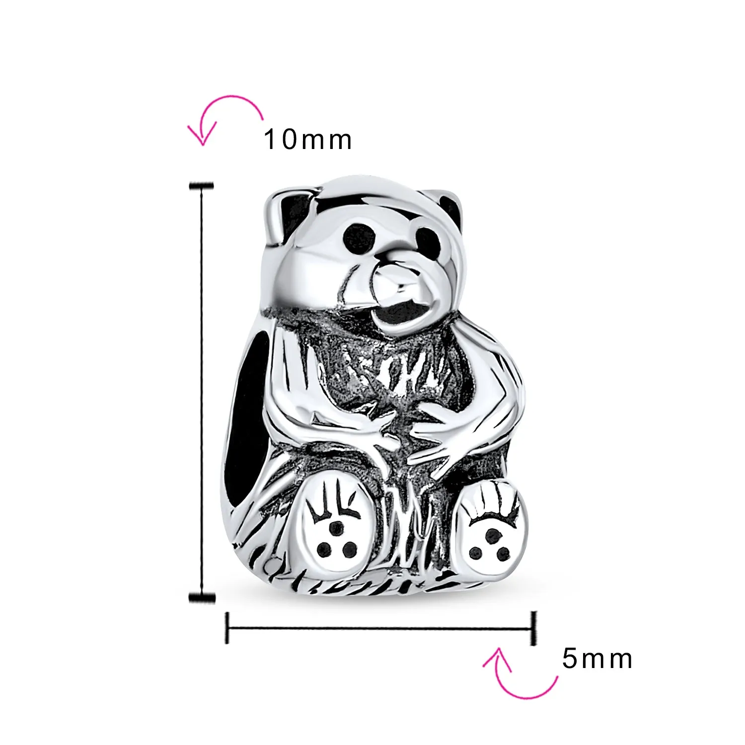 Jungle Zoo Animal World Panda Bear Fox Charm Bead .925 Sterling Silver