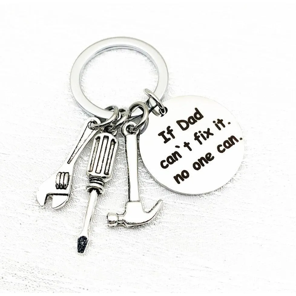 Keychains for Father's Gift-First Love and If Dad Can't Fix It Cute Gifts for Dads Stainless Steel