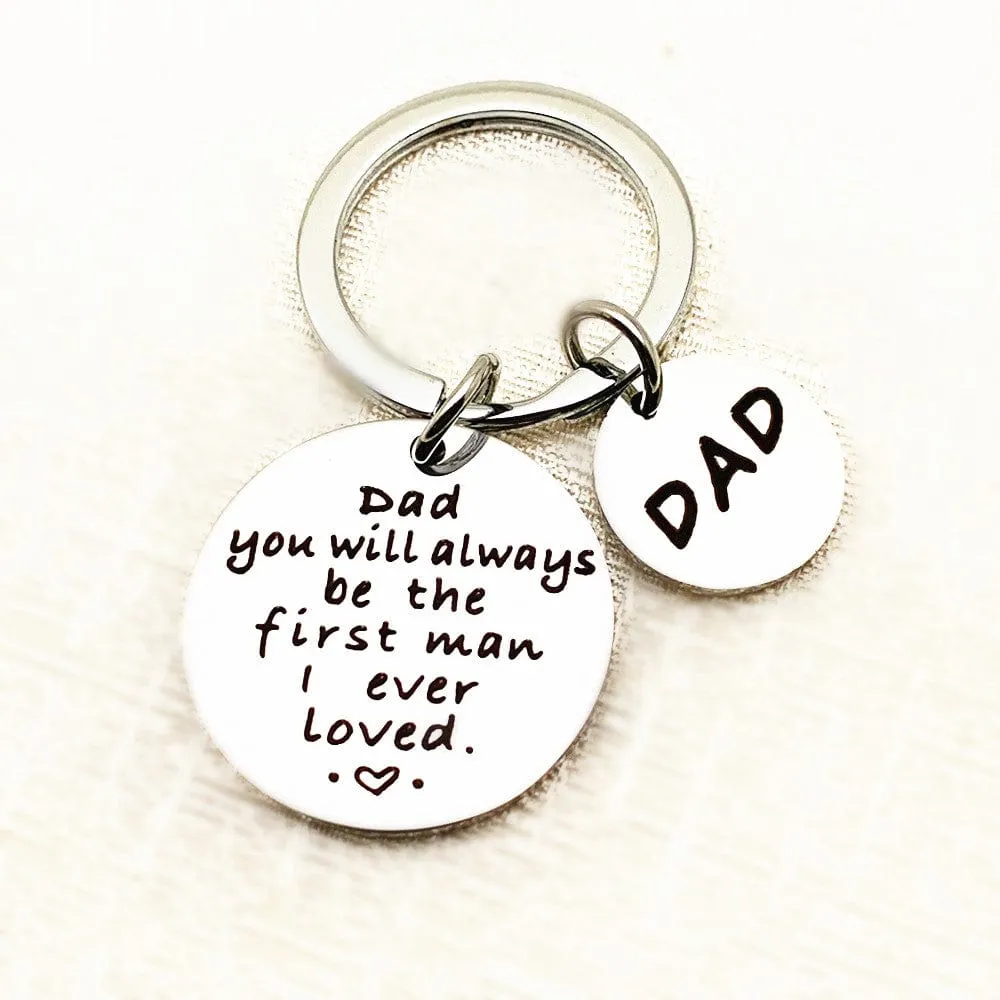 Keychains for Father's Gift-First Love and If Dad Can't Fix It Cute Gifts for Dads Stainless Steel