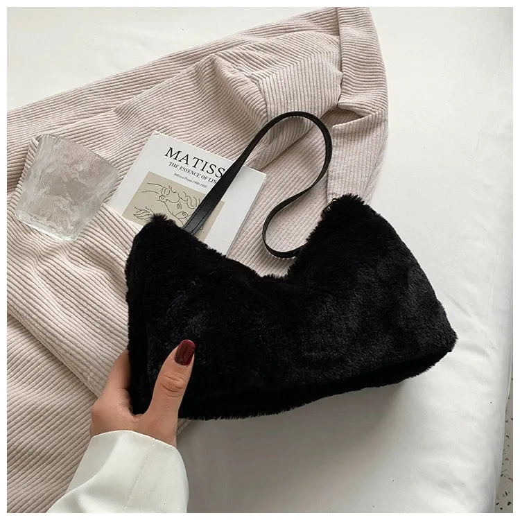 Korean Style Fashion Popular Furry Chic Bag Women's, Autumn and Winter Plush Shoulder Bag