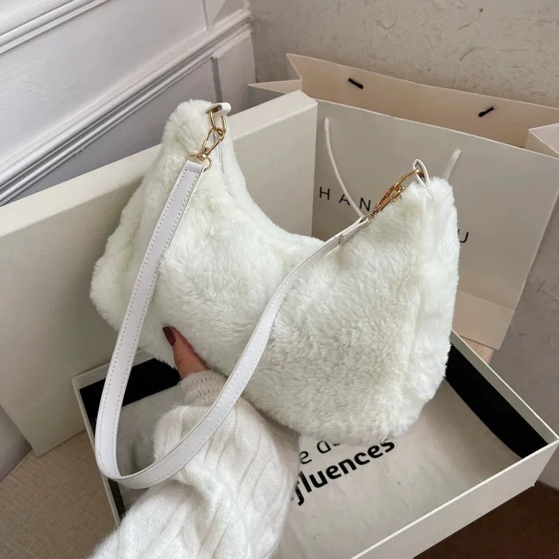 Korean Style Fashion Popular Furry Chic Bag Women's, Autumn and Winter Plush Shoulder Bag