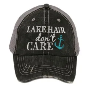 Lake hats! Kids-Adults•Lake hair dont care•Embroidered trucker caps•Lake life-Anchors