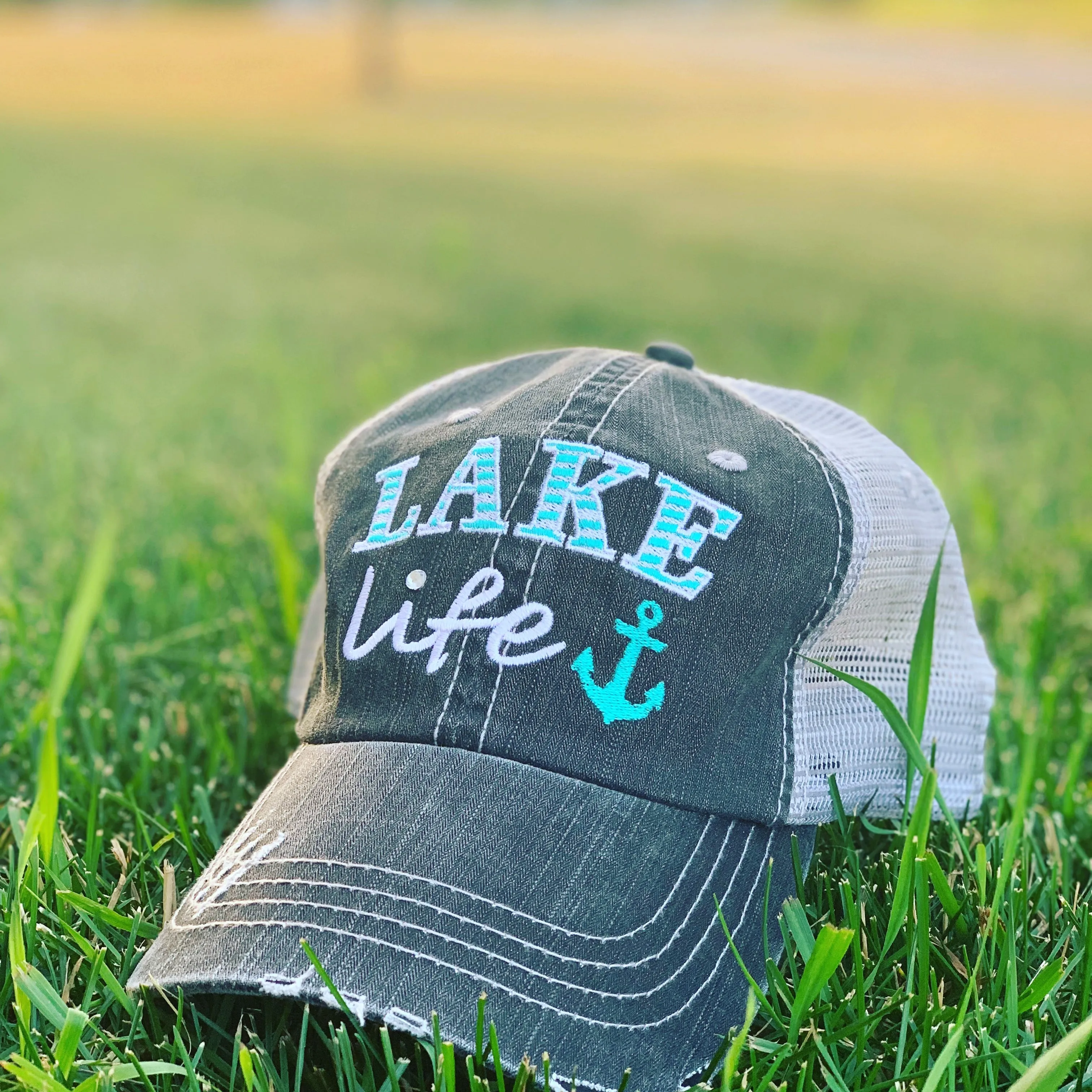 Lake hats! Kids-Adults•Lake hair dont care•Embroidered trucker caps•Lake life-Anchors