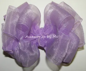 Lavender Organza Satin Hair Bow