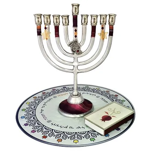 Lily Art - 1206-s a l e!! Medium menorah   Lighting tray   matching matches