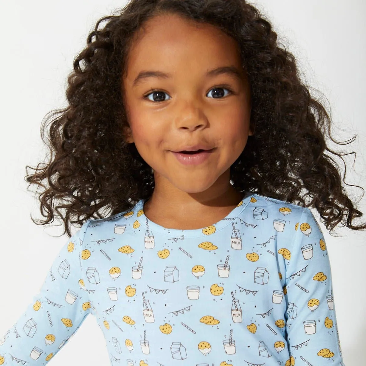 Milk & Cookies Blue Bamboo Kids Pajamas