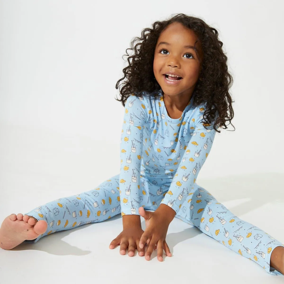 Milk & Cookies Blue Bamboo Kids Pajamas