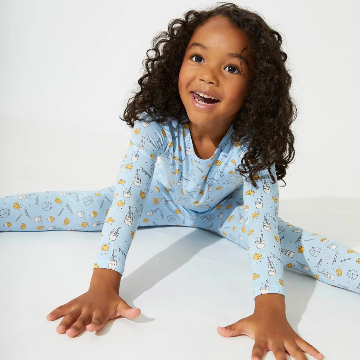 Milk & Cookies Blue Bamboo Kids Pajamas