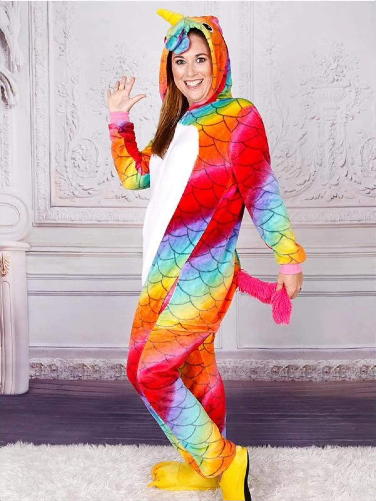 Mommy and Me Rainbow Scale Unicorn Onesie Pajamas