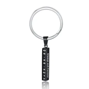 Personalized Name Vertical Bar Keychains for Men Women Customized Engraved 4 Side Stainless Steel Keyring Birthday Gift