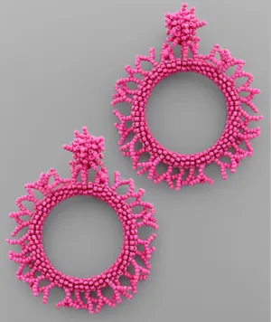 Pink Fringe Bead Hoop