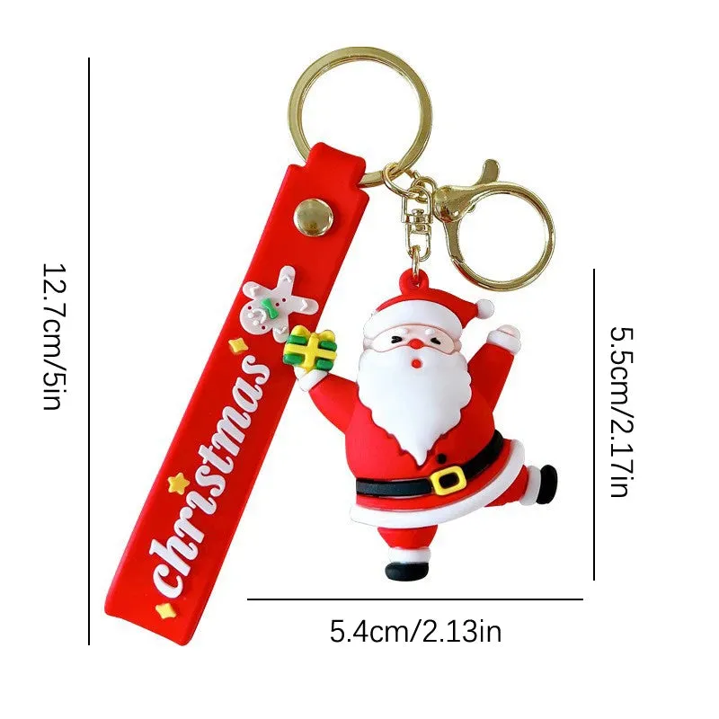 Premium Quality 3D Christmas Keychain with (Self Adhesive Hook) (Pack of 2 )(Random Design)