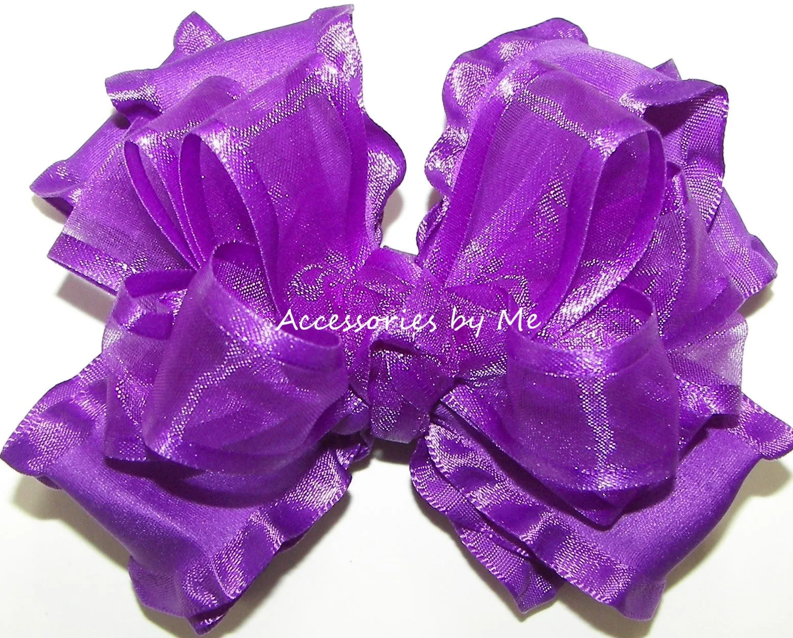 Purple Organza Ruffle Bow Socks