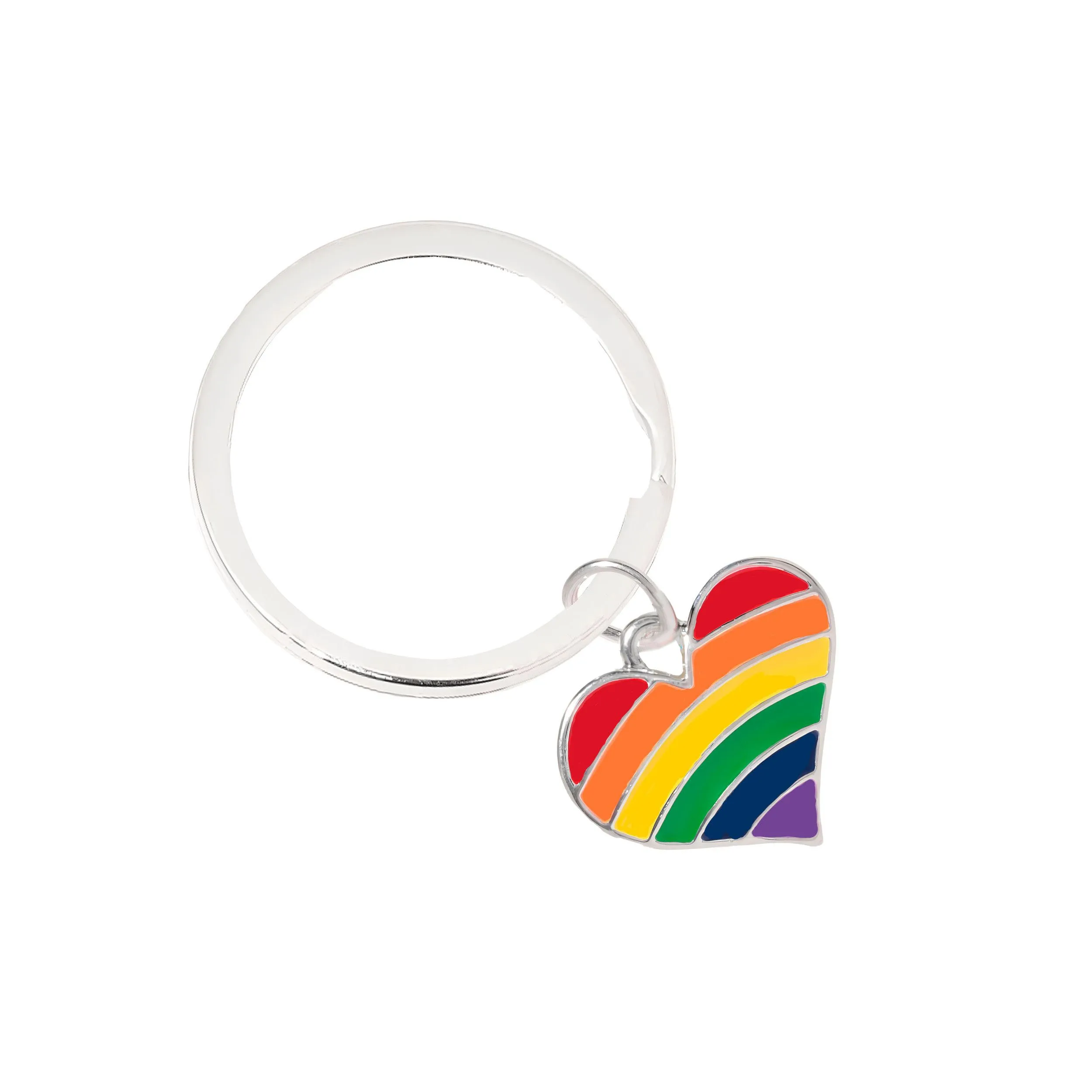 Rainbow Heart Gay Pride Split Ring Key Chains