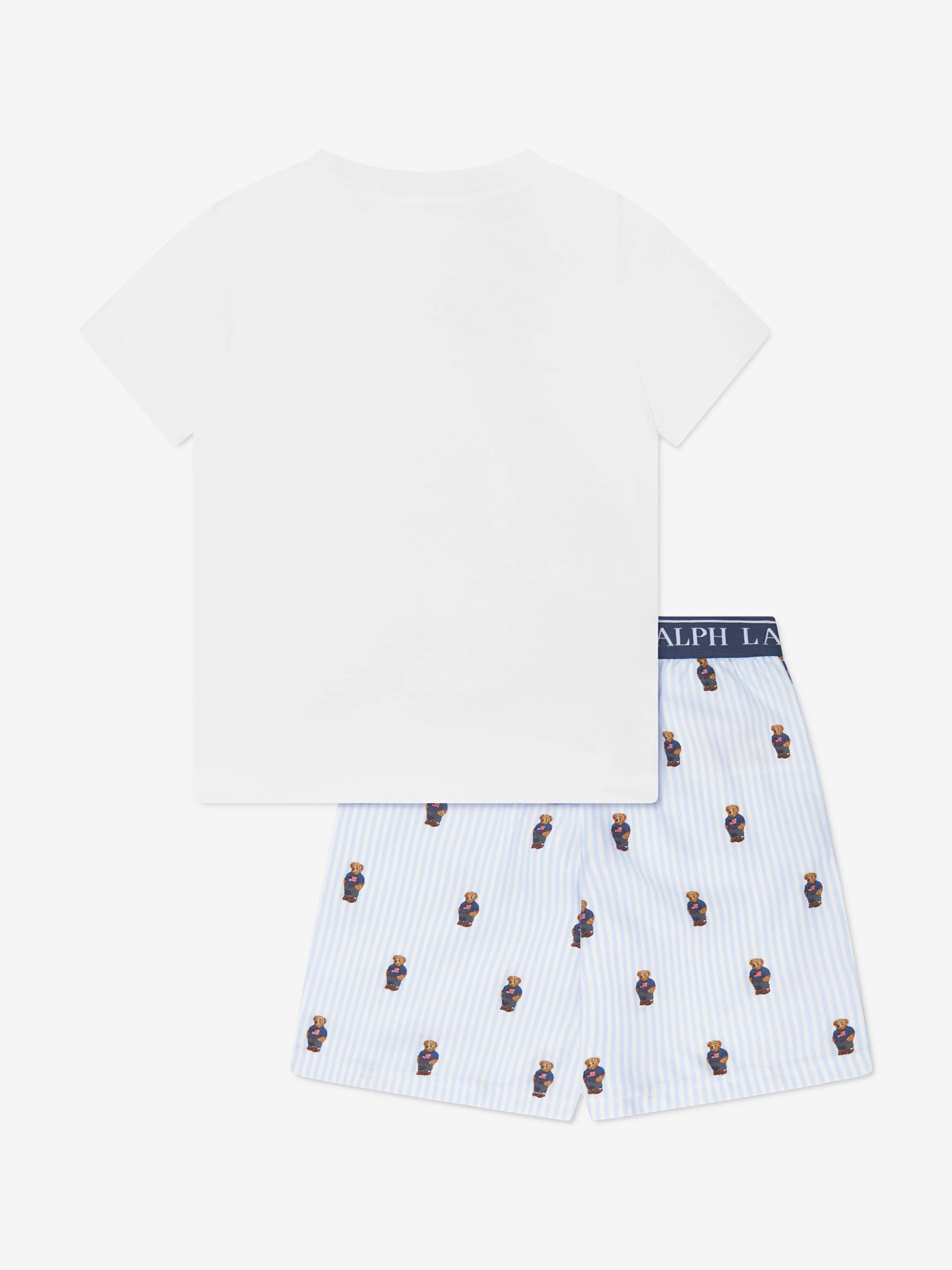 Ralph Lauren Boys Bear T-Shirt And Shorts Pyjama Set in White