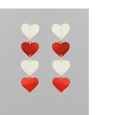 Red/White 4 Heart Earring