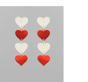 Red/White 4 Heart Earring