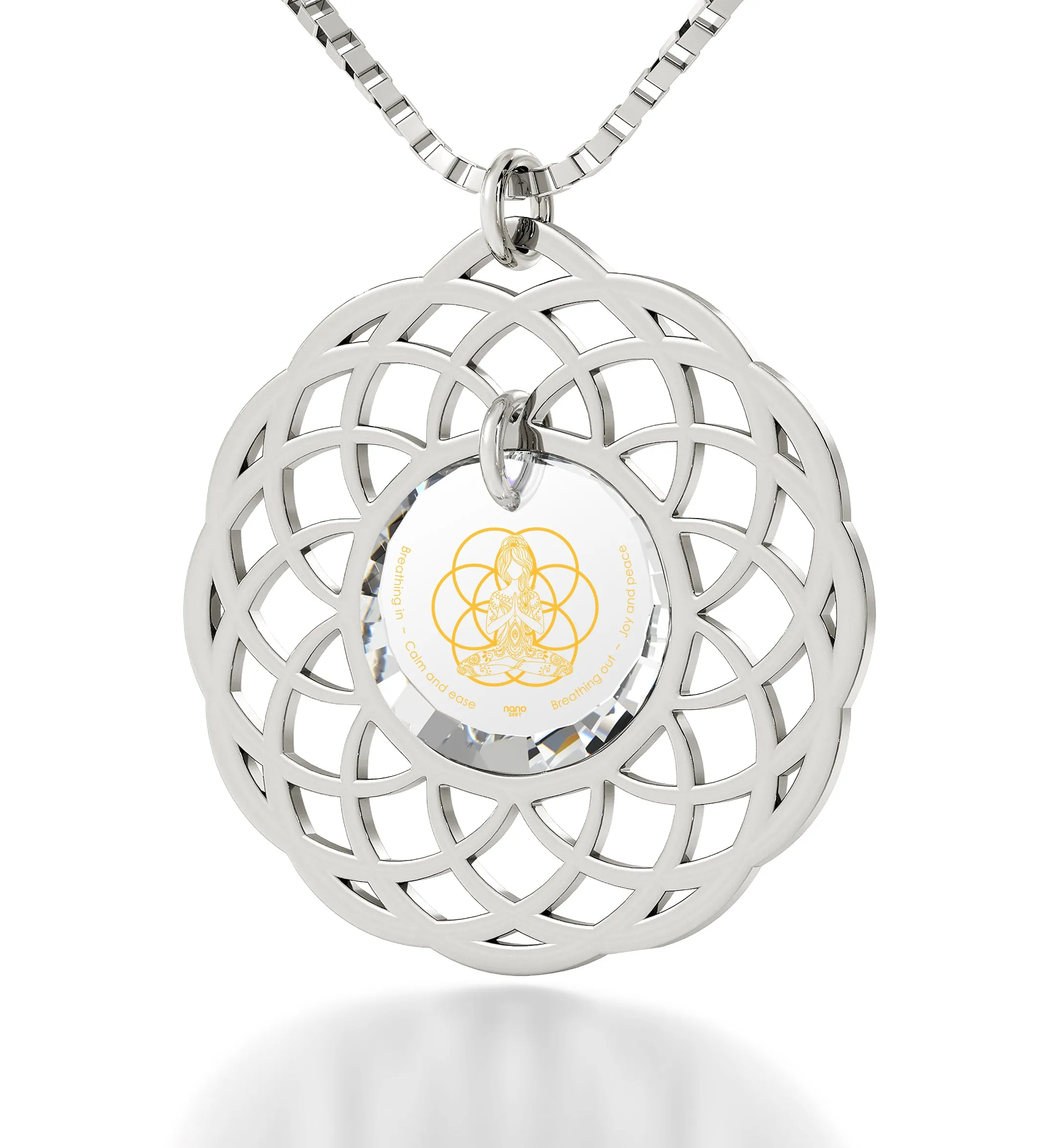 Silver Seed of Life Necklace Yoga Meditation Mandala Pendant