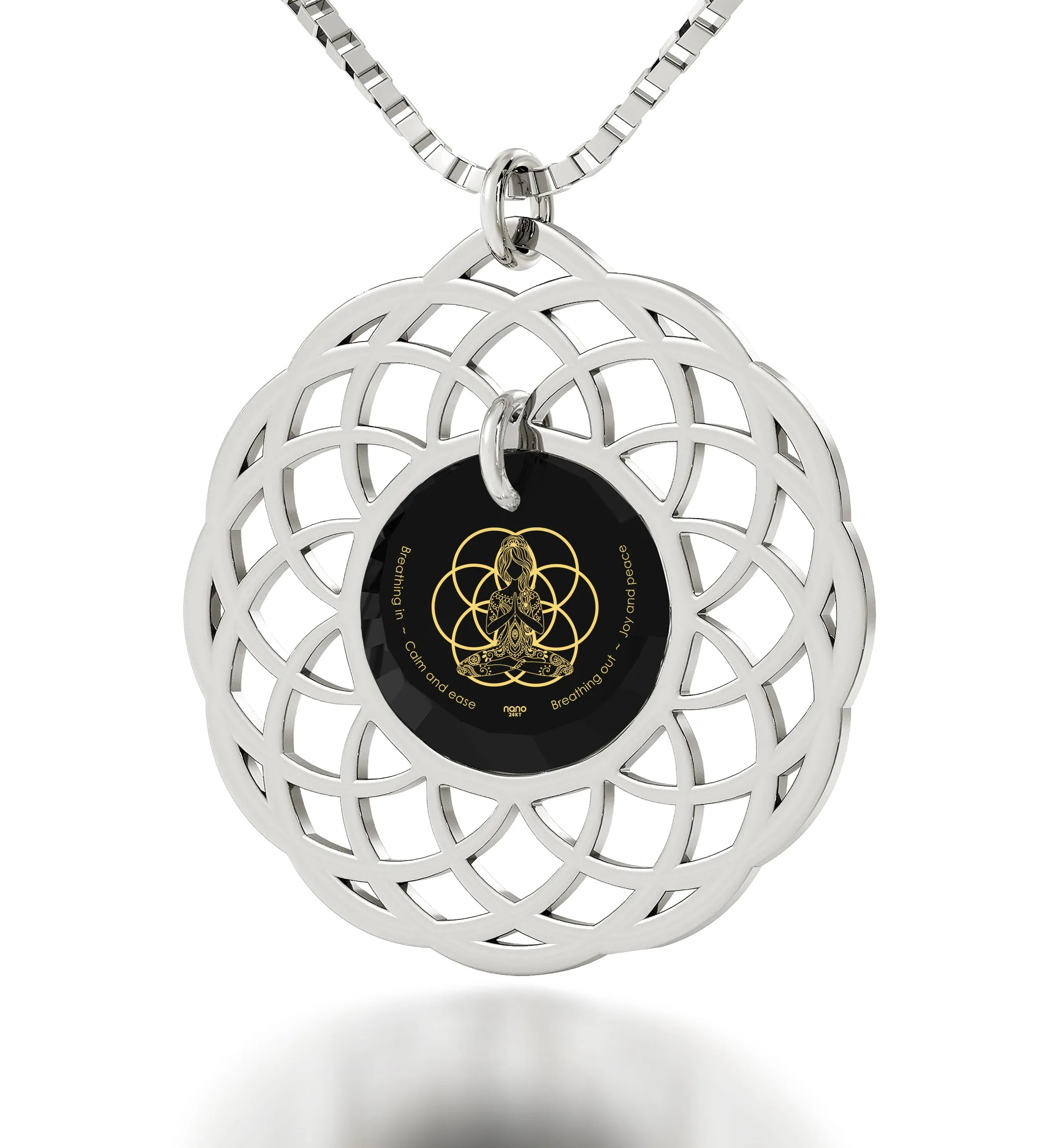 Silver Seed of Life Necklace Yoga Meditation Mandala Pendant