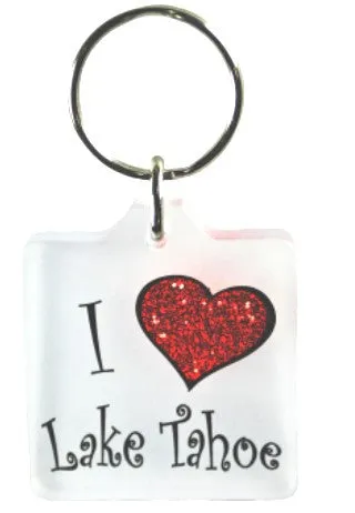 Souvenir Keychain I Love Lake Tahoe Glitter Heart