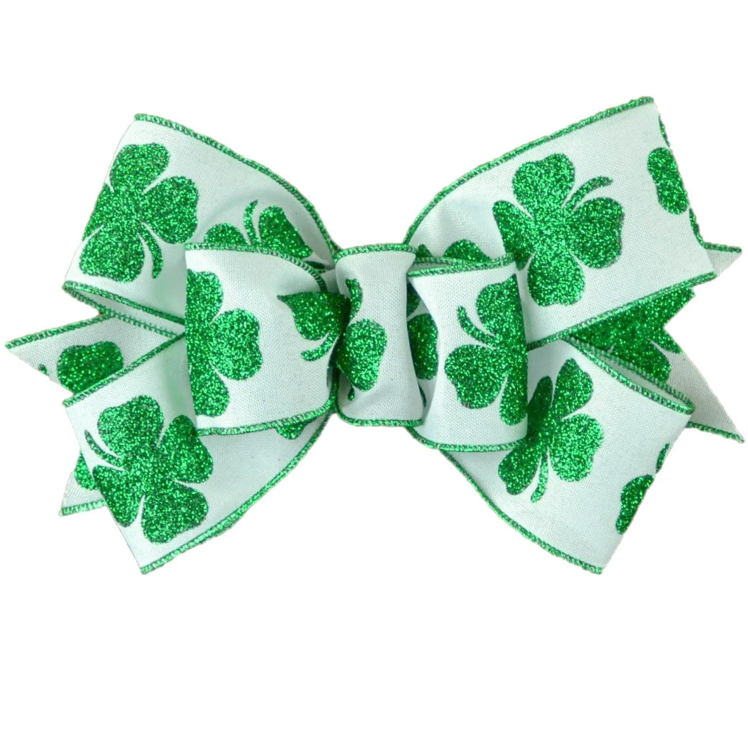 St Patricks Day Wreath Bow - Clover Wreath Embellishment for Making Your Own - Farmhouse Already Made