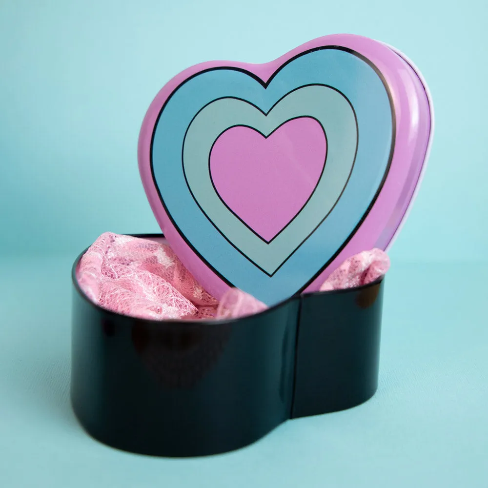 Trippy Hearts Heart-Shaped Metal Tin