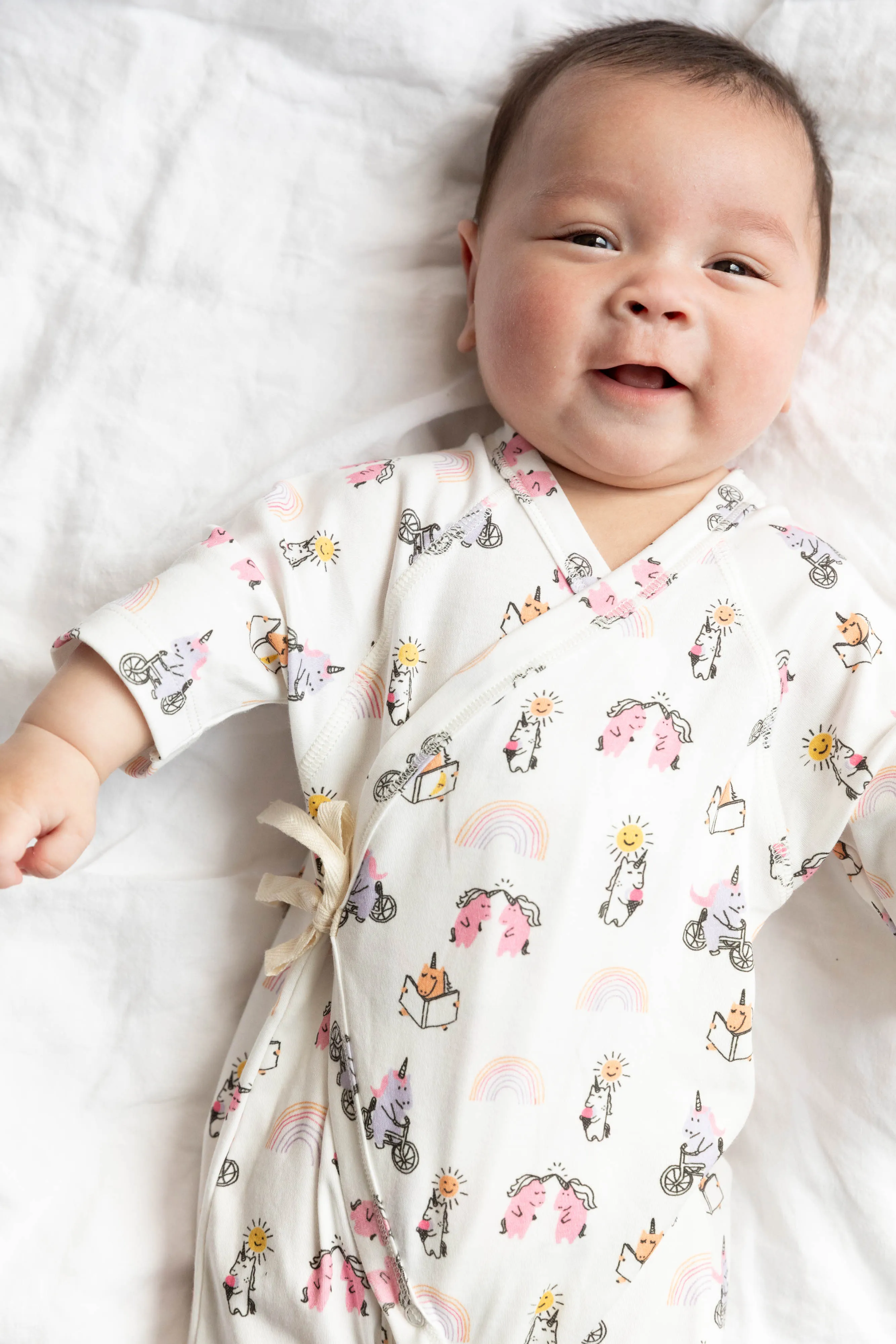 Unicorn Print Baby Kimono Onesie