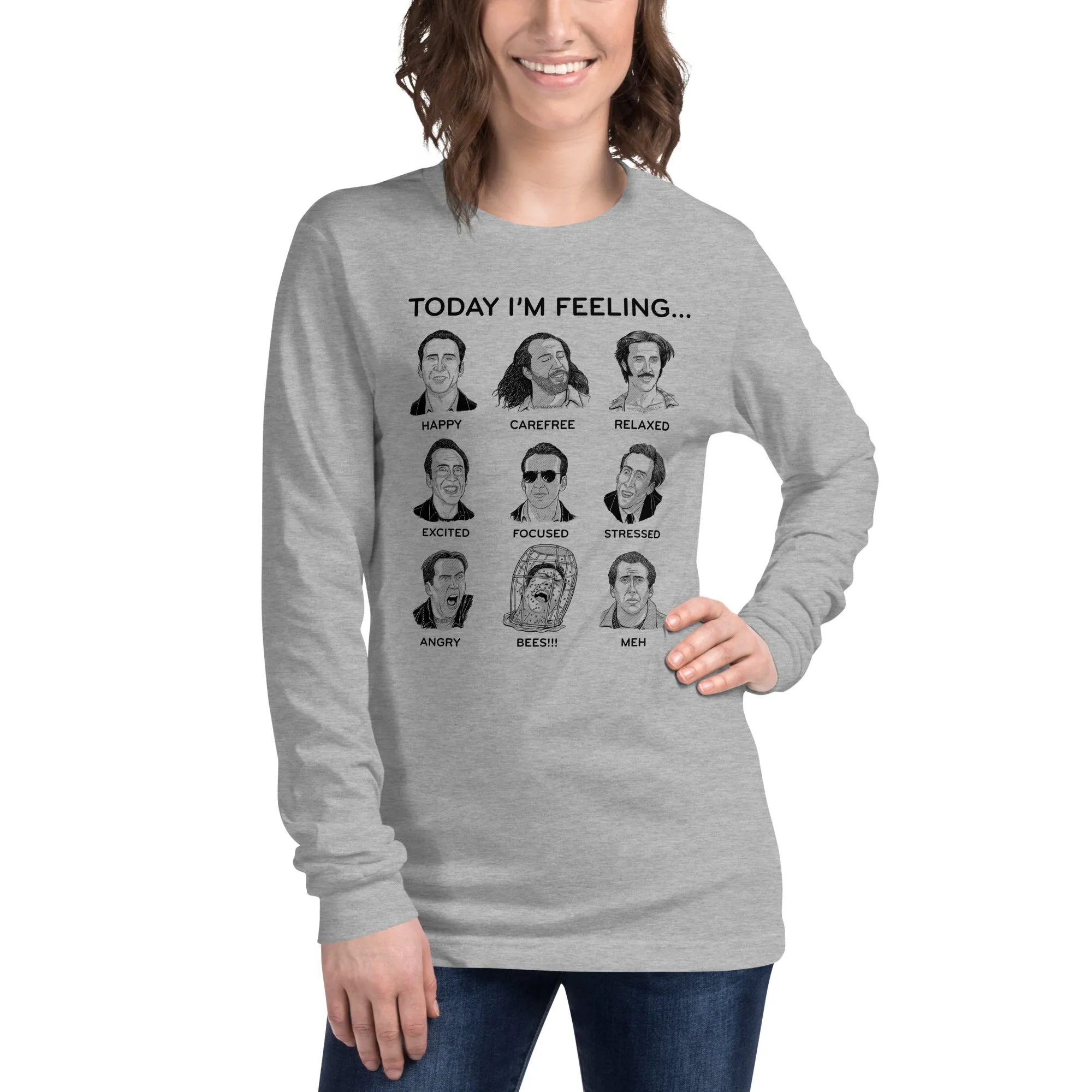 Unisex Nicolas Cage Mood Board Long Sleeve T-Shirt