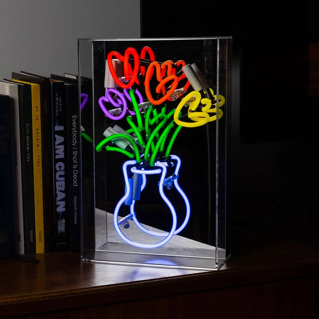 'vase of Tulips' Glass Neon Sign