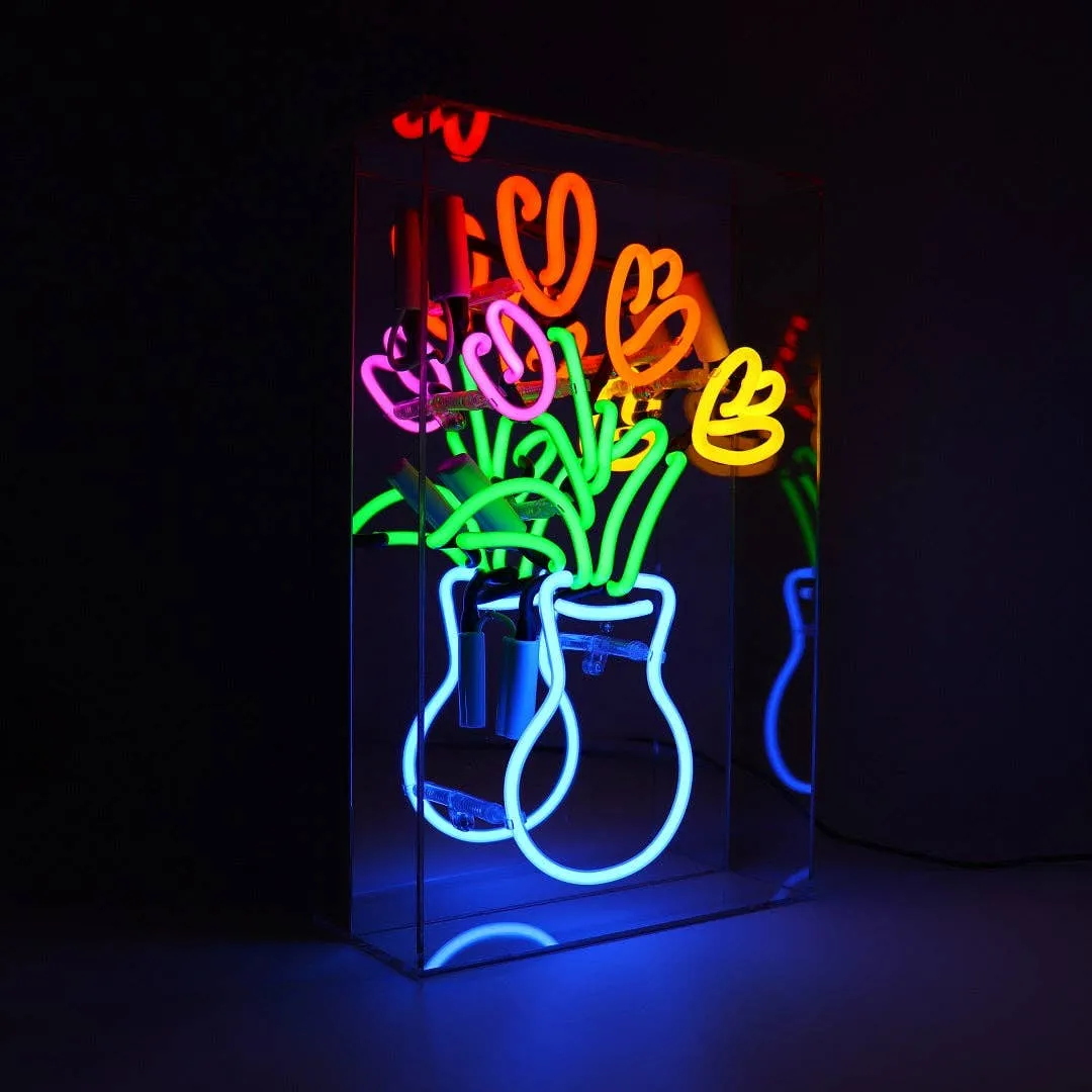 'vase of Tulips' Glass Neon Sign